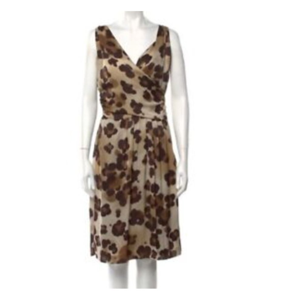 Moschino Cheap And Chic Silk Animal Print V-Neck Sleeveless Midi Dress Size 8